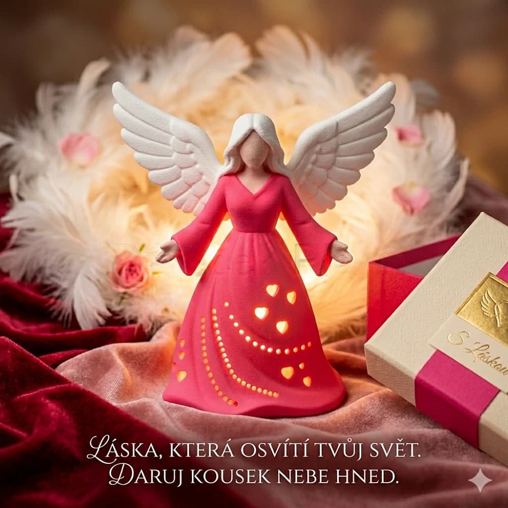 Andělka 22 cm Světlo, klid a harmonie – růžová