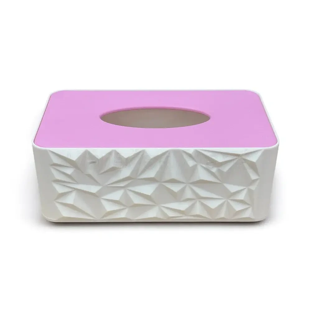 Box na papírové kapesníky bílo-růžový – 3D tisk