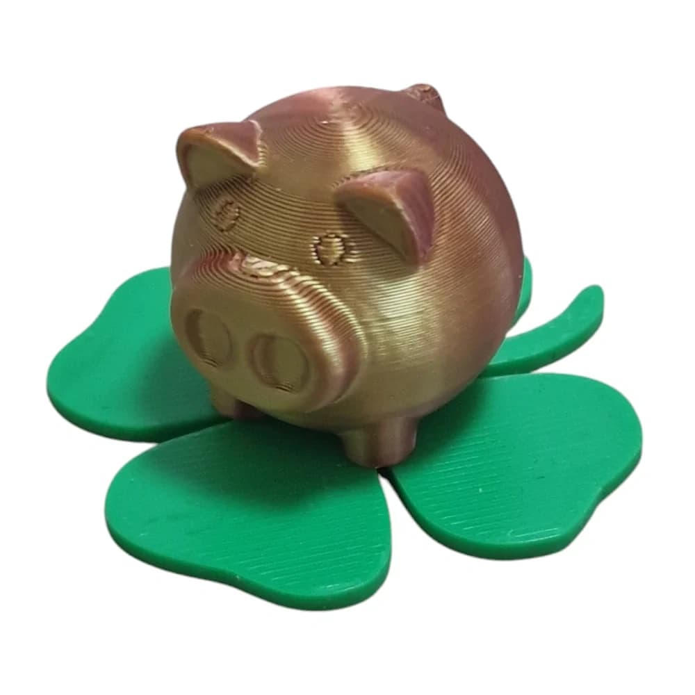 Zlaté prasátko pro štěstí na čtyřlístku – 3D tisk