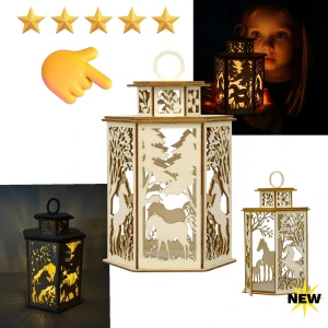 Dřevěná lucerna s motivem koní