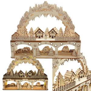 Dřevěná zimní vesnička s LED osvětlením