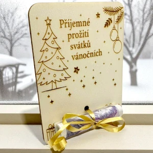 Dřevěná karta na peníze – Příjemné prožití svátků vánočních 
