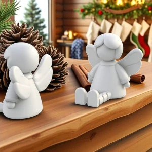 Sedící  Andělka – bílá dekorace