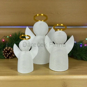 Andělka se zlatou svatozáří a LED svíčkou