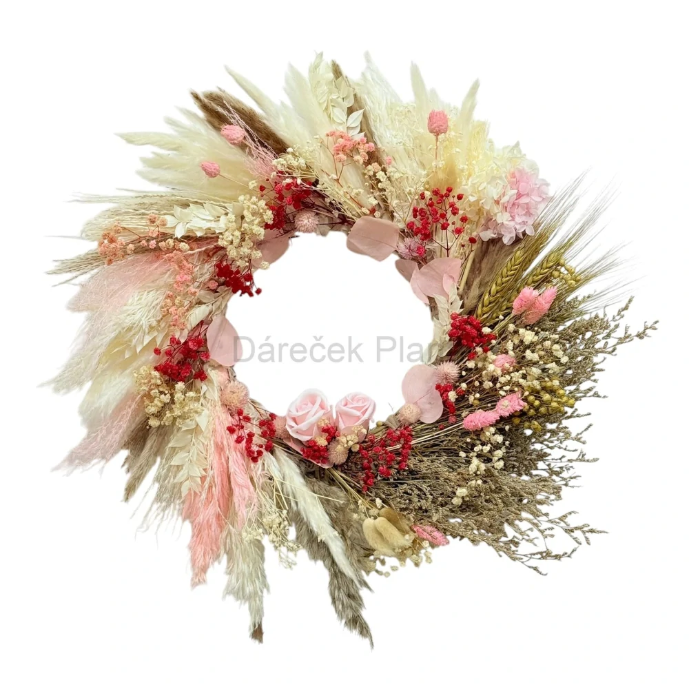 Romantický věnec z sušených květin – 50 cm