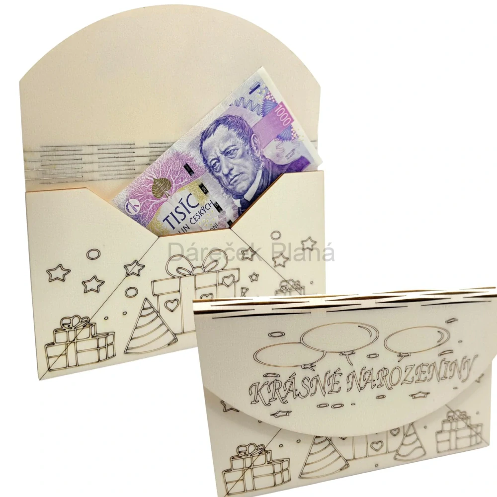 Narozeninová obálka na peníze z dřeva – Dárky a párty