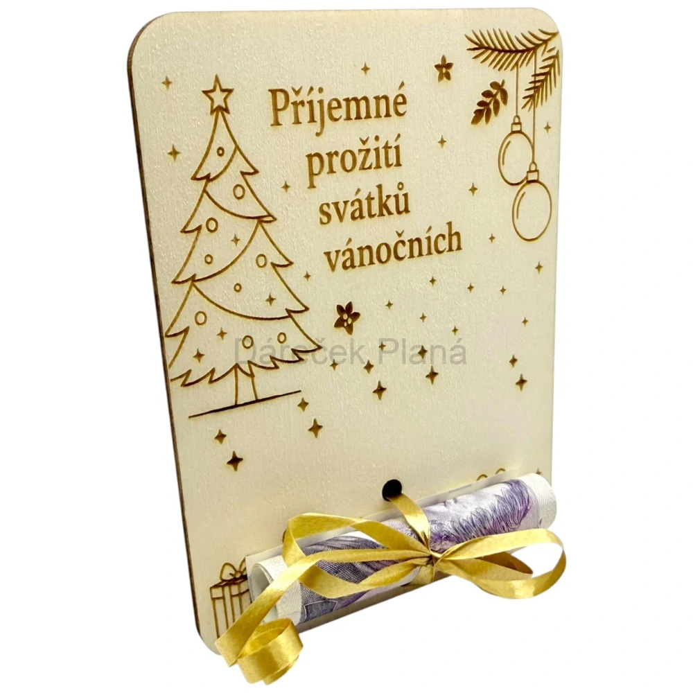 Dřevěná karta na peníze – Příjemné prožití svátků vánočních 