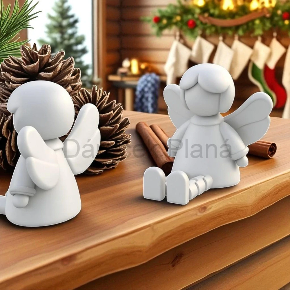 Sedící  Andělka – bílá dekorace