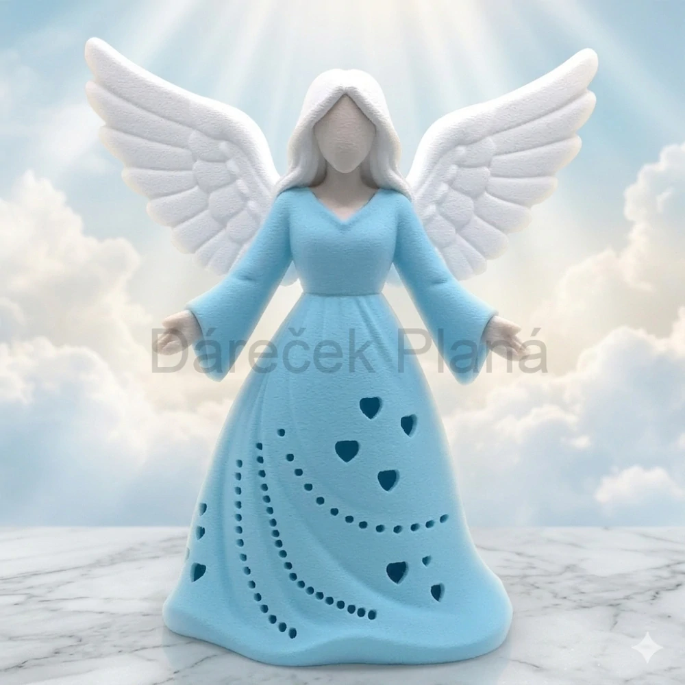 Andělky 24 cm Světlo, klid a harmonie - světle modrá