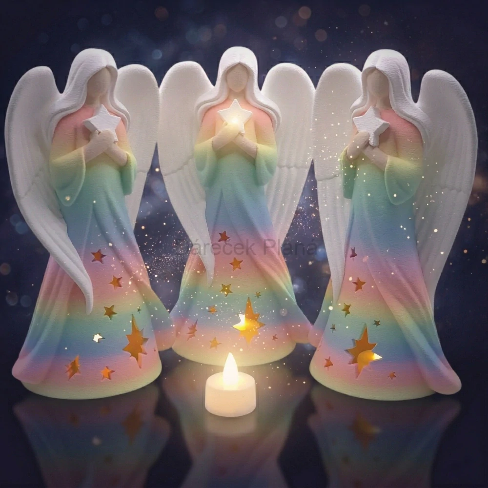Andělka se svíčkou LED DUHOVÁ