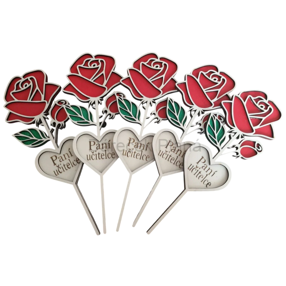 Dřevěná růže s věnováním