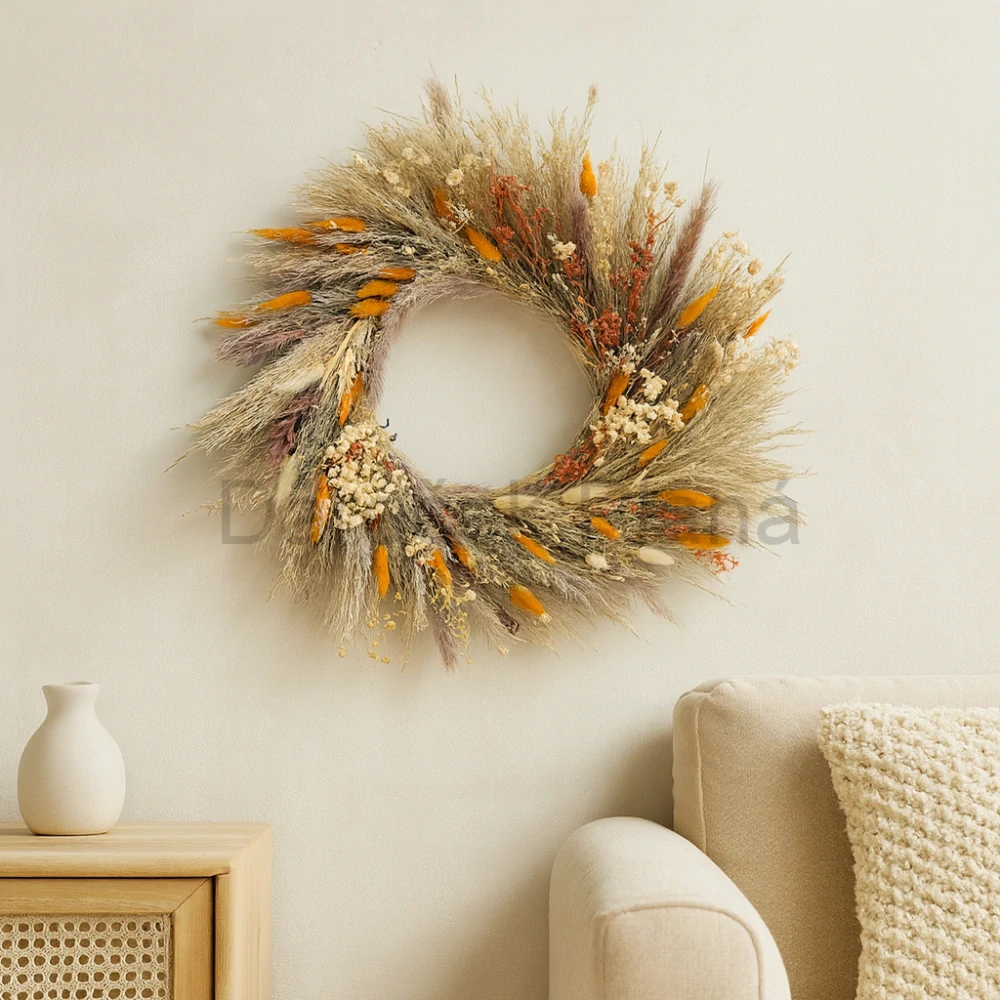 Přírodní věnec z travin – 58 cm | Ručně vyráběný originál