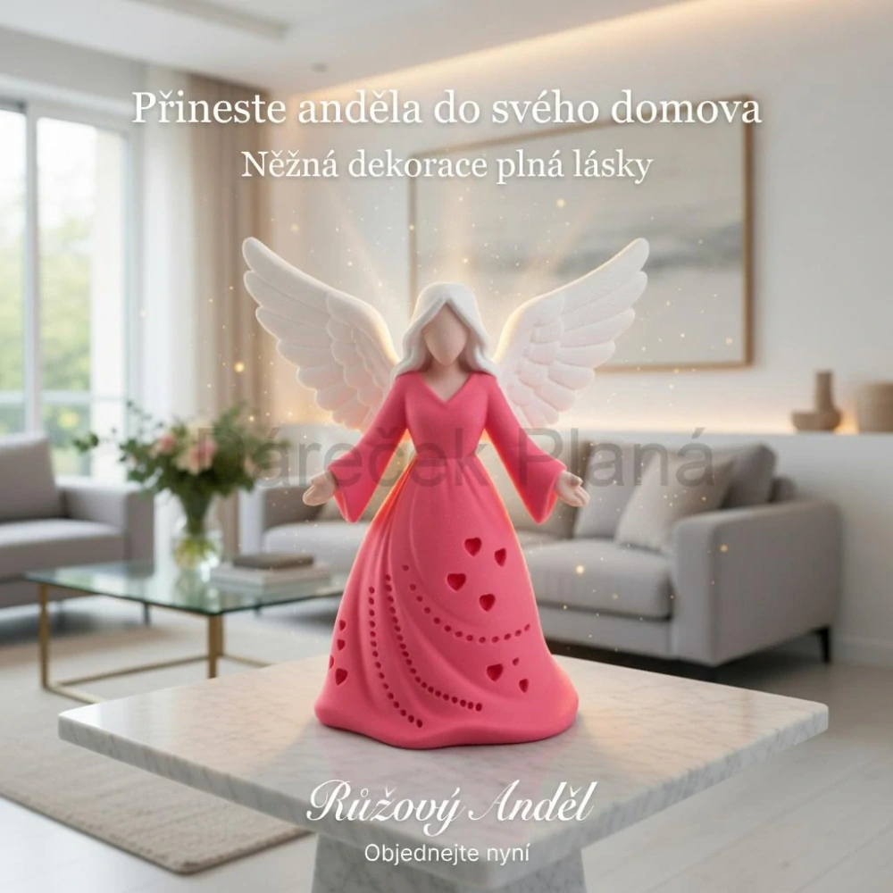 Andělky 24 cm Světlo, klid a harmonie - růžová