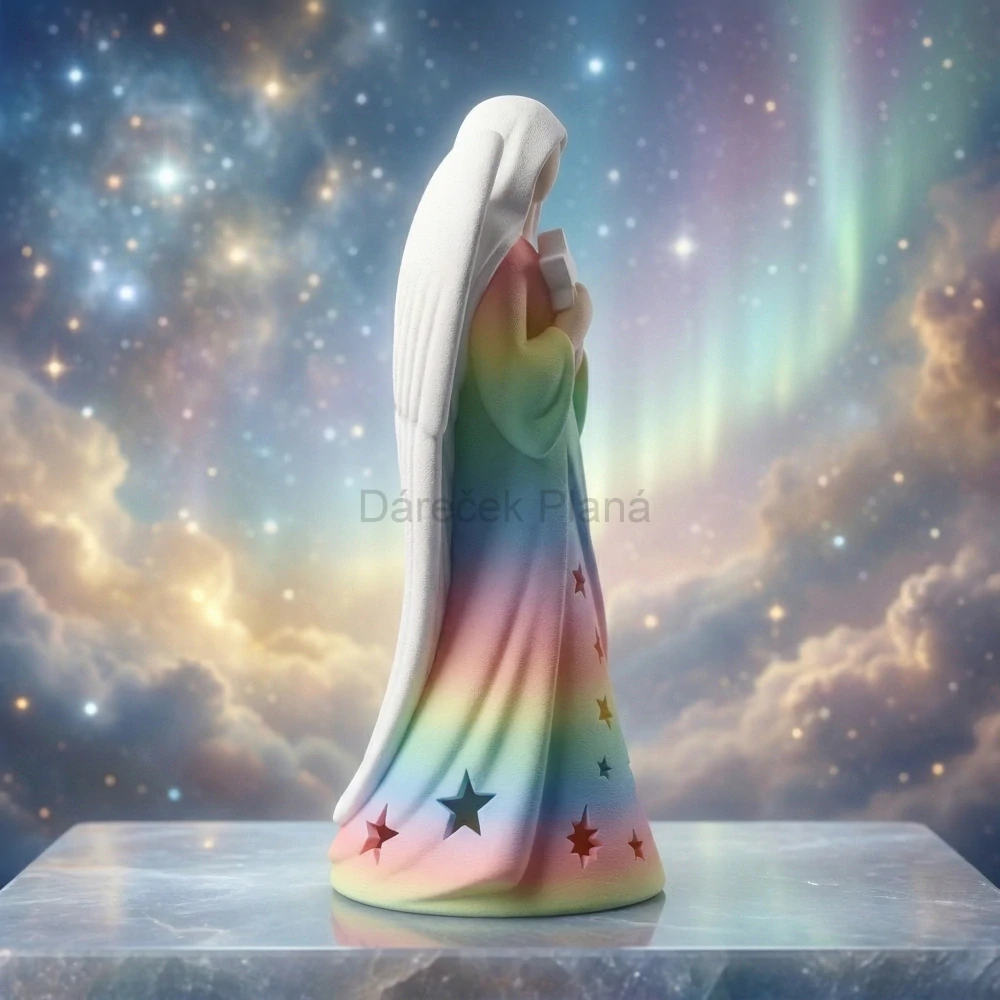Andělka se svíčkou LED DUHOVÁ