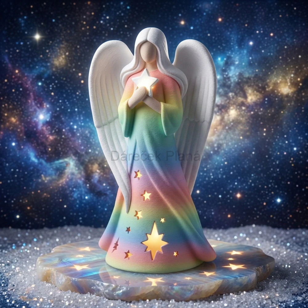 Andělka se svíčkou LED DUHOVÁ