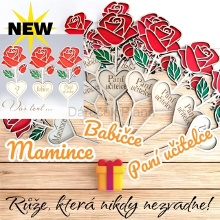 Dřevěná růže s věnováním