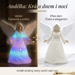Andělky 24 cm Světlo, klid a harmonie -  fluorescenční (svítí ve tmě)